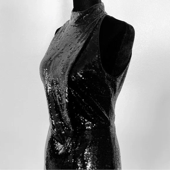 HALSTON Pallas Sequin Mock-Neck Cocktail Dress